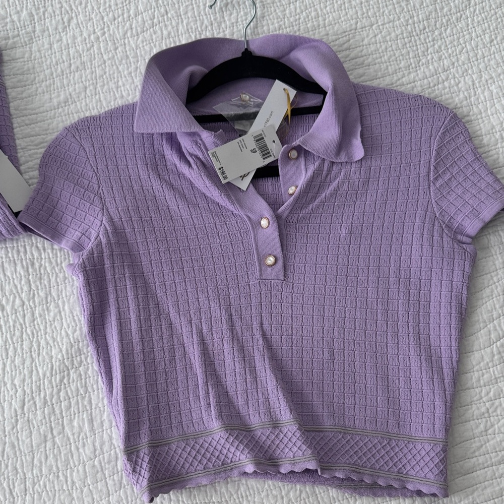 House of Harlow 1960 Lavender Knit Polo Skirt Set - Picture 4 of 7